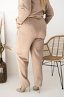 Beżowy komplet damski plus size MILANO – bluza z białymi wstawkami + spodnie