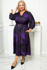 Fioletowo-czarna sukienka midi GISELLE Plus Size – nowoczesna elegancja w dużych rozmiarach