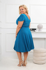 Morska brokatowa sukienka KIMI midi – głęboki blask i elegancja w dużym rozmiarze