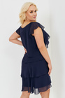 Granatowa szyfonowa sukienka Bellissima – falbany, midi, plus size