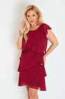Bordowa koktajlowa sukienka Bellissima – szyfonowe falbany, lekkość i klasa Plus Size
