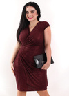 Bordowa midi  sukienka z brokatem GLIMMER  plus size