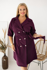 Śliwkowa sukienka marynarkowa CLAUDIA – elegancja i kobiecość w dużym rozmiarze