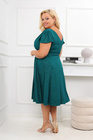 Zielona brokatowa sukienka KIMI midi – butelkowa elegancja w dużym rozmiarze