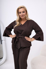 Czekoladowy komplet elegancki LUXARIA plus size