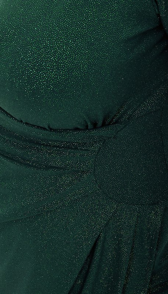 Zielona brokatowa sukienka LUSI BRILLANTE midi – butelkowa elegancja w dużym rozmiarze