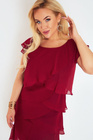 Bordowa koktajlowa sukienka Bellissima – szyfonowe falbany, lekkość i klasa Plus Size