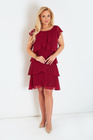 Bordowa koktajlowa sukienka Bellissima – szyfonowe falbany, lekkość i klasa Plus Size
