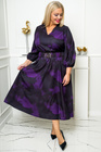 Fioletowo-czarna sukienka midi GISELLE Plus Size – nowoczesna elegancja w dużych rozmiarach