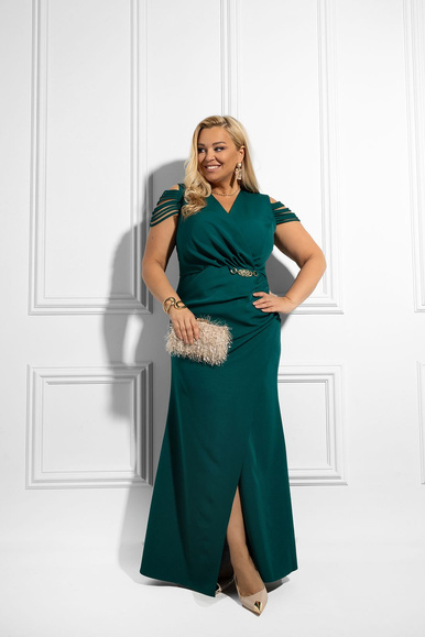 Butelkowozielona wieczorowa sukienka maxi DIVINA ROYALE PLUS SIZE