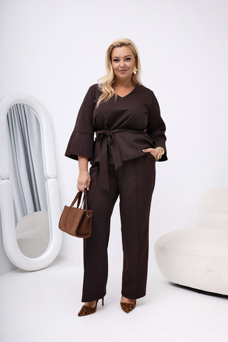 Czekoladowy komplet elegancki LUXARIA plus size