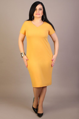 Sukienka gładka CARMEN z krótkim rękawkiem, żółta
