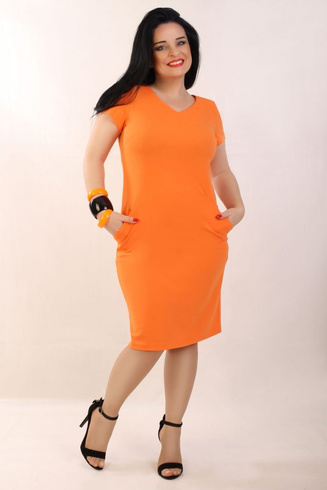 Sukienka dzianinowa NIKOLA z kieszonkami, pomarańczowa
