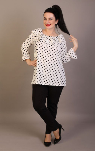 Biała bluzka w grochy MICHALINA Plus Size