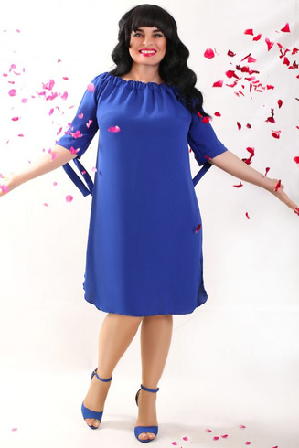 Sukienka Hiszpanka ANDREA, niebieska Plus Size