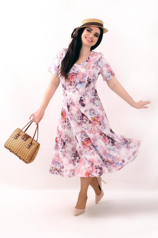 Wiosenna rozkloszowana sukienka w kwiaty Nela 2