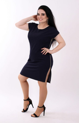 Granatowa sukienka z suwakami FIDELIA Plus Size