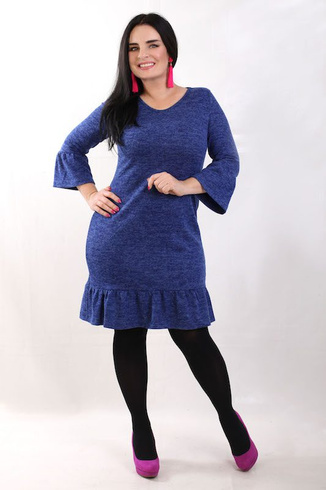 Sukienka CASILDA sweterkowa chabrowa melanż