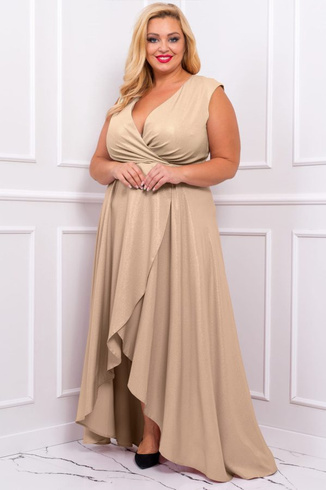 GRACIA - Długa suknia z brokatowej tkaniny, złota