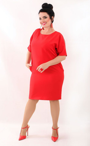 Czerwona, elegancka sukienka z kokardką na plecach Plus Size