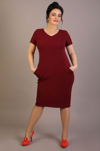 Sukienka dzianinowa NIKOLA z kieszonkami, bordowa