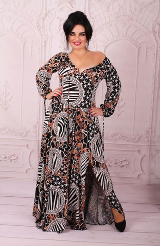 Szyfonowa sukienka AURORA czarno brązowa