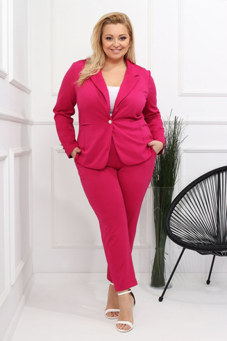 Amarantowy dzianinowy garnitur damski - zestaw - MARIA