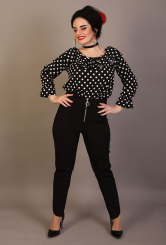 Czarna bluzka w grochy MICHALINA Plus Size