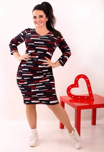 Sukienka dzianinowa WAFELEK PRINT Plus Size wzór 5