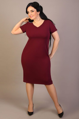 Sukienka gładka CARMEN z krótkim rękawkiem, śliwka