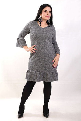Sukienka CASILDA sweterkowa grafitowa melanż