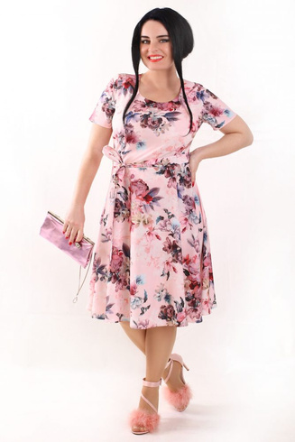 Różowa sukienka w kwiaty Samira Plus Size