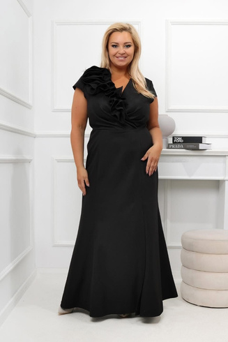 Czarna wieczorowa sukienka ROSA maxi – klasyka elegancji w dużym rozmiarze