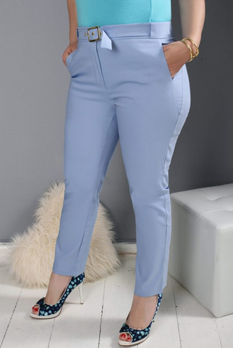 PROMOCJA Niebieskie eleganckie spodnie SYLWIA Z PASKIEM