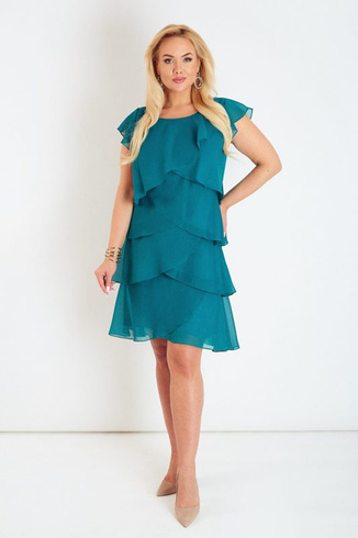 Turkusowa sukienka z falbankami Bellissima Plus Size