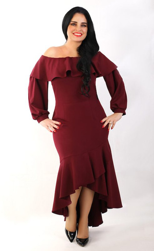 Bordowa sukienka Hiszpanka