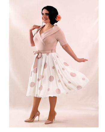 Sukienka w grochy, brudny róż