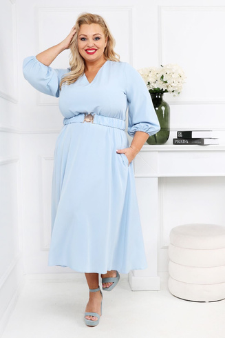 Błękitna sukienka z ozdobnym paskiem DARIA