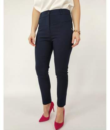 PROMOCJA Granatowe eleganckie i wyszczuplające spodnie cygaretki - ANIA