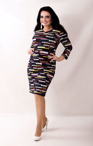 Sukienka dzianinowa WAFELEK PRINT Plus Size wzór 7