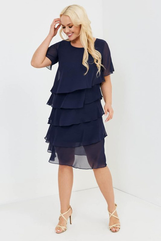 Granatowa sukienka z falbankami MELANIA