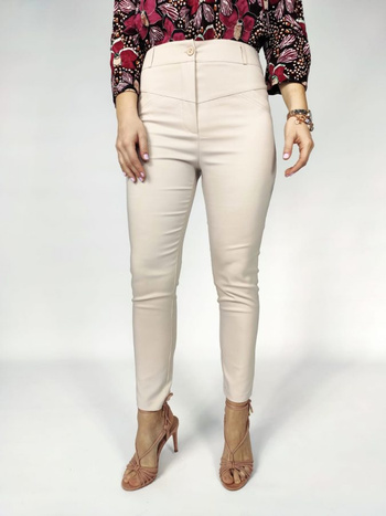 PROMOCJA Beżowe eleganckie i wyszczuplające spodnie cygaretki - ANIA