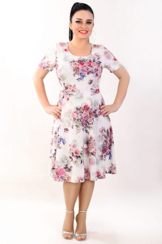 Seledynowa rozkloszowana sukienka w kwiaty - Samira