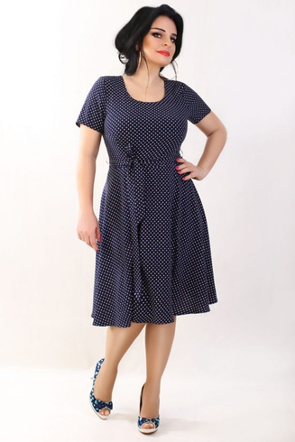 Granatowa sukienka w groszki Samira, Plus Size