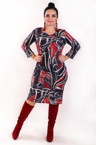 Codzienna sweterkowa sukienka Plus Size wzór 4