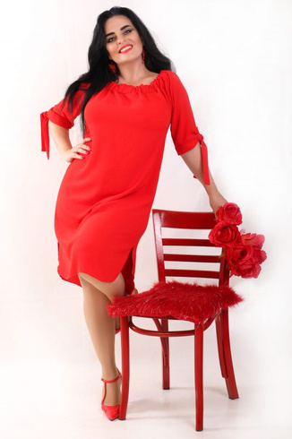 Sukienka Hiszpanka ANDREA, czerwona Plus Size