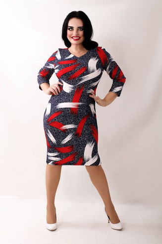 Sukienka dzianinowa WAFELEK PRINT Plus Size wzór 6