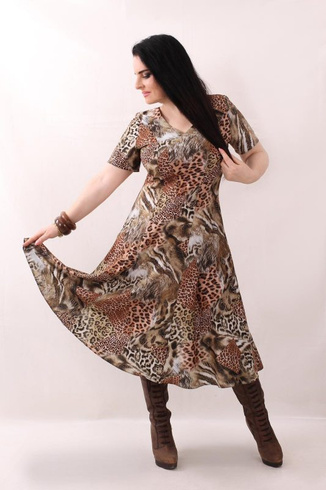 Rozkloszowana sukienka w zwierzęcym princie- Nela