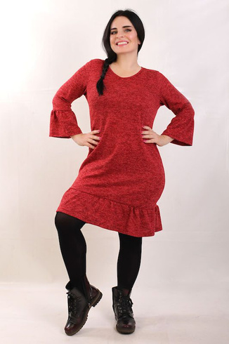 Sukienka CASILDA sweterkowa, czerwony melanż