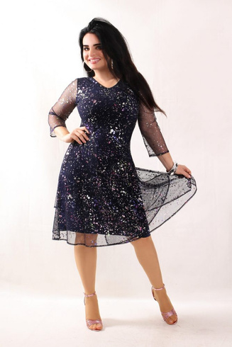 Elegancka granatowo srebrna sukienka Eleonora